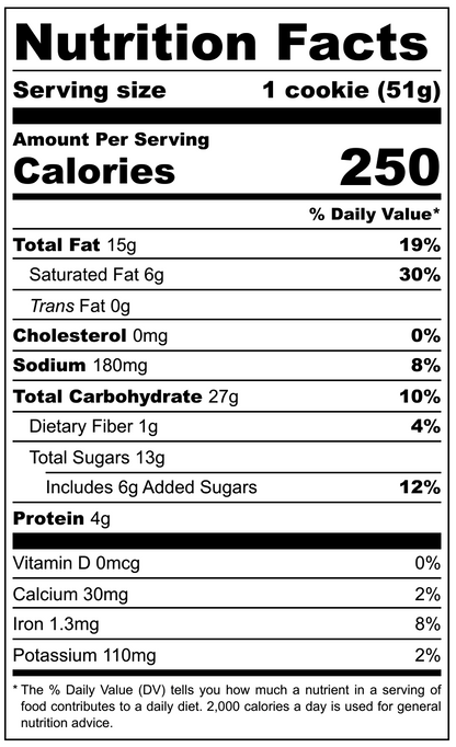 Brune Organic Chocolate Chip Cookie Nutritional Information