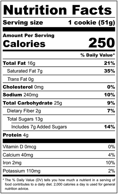 Brune Kitchen Vegan Gluten-Free Chocolate Fudge Cookie Nutrition Facts