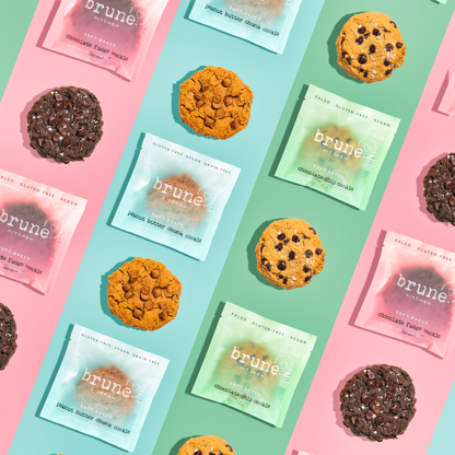 Brune Kitchen Sample Pack Chocolate Chip Chocolate Fudge Peanut Butter Organic Cookies